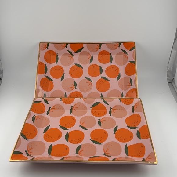 NWT Nordstrom sorbet oranges fruit / jewelry tray / catch all SET OF 2 - Picture 3 of 7